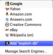 Exploit Database Browser Search Bar