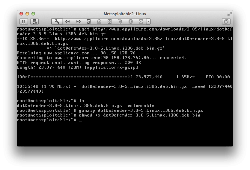 Decompressing dotDefender with GUNZIP | Metasploit Unleashed