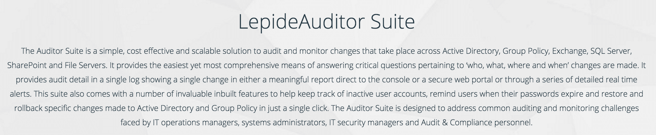 LeptideAuditor Suite Introduction