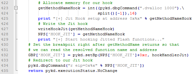 Setting a breakpoint just after the getMethodName call in our hooks