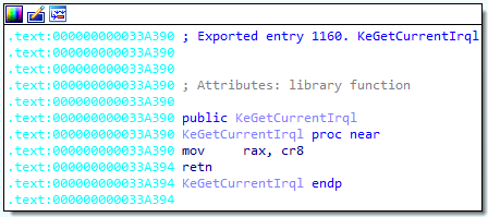 Inspecting KeGetCurrentIrql in IDA Pro