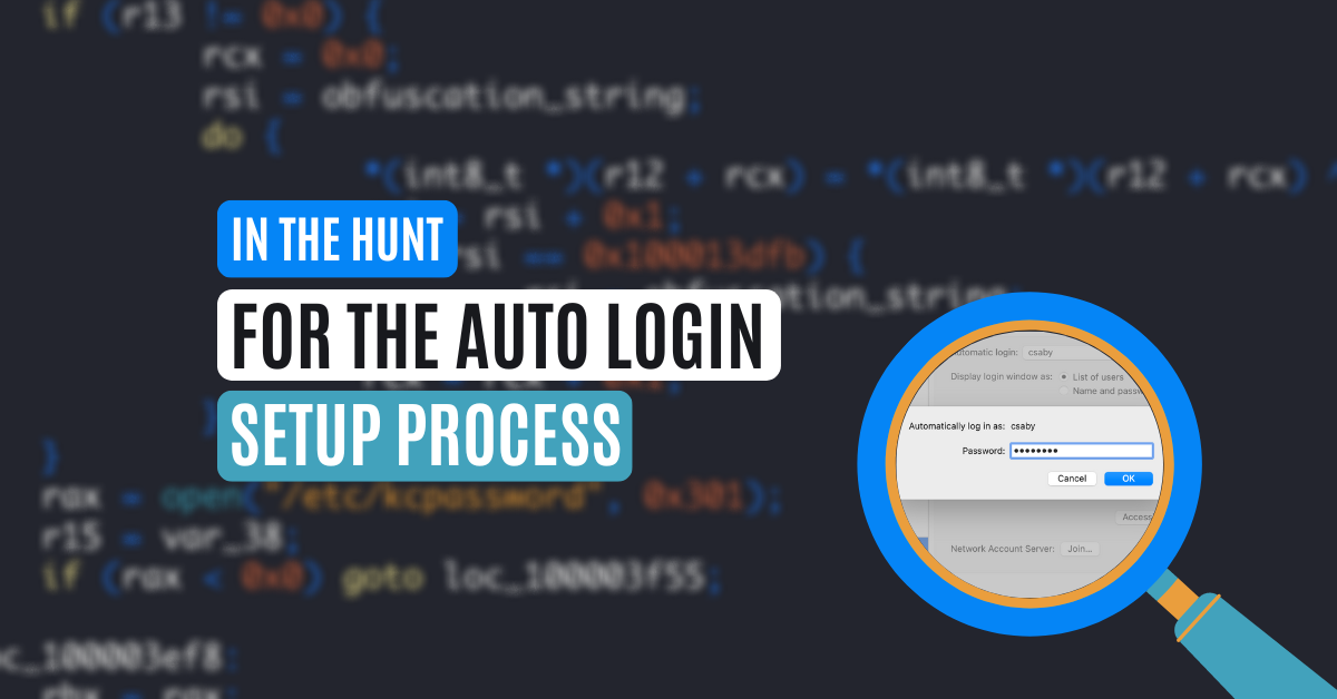 In the Hunt for the Auto Login Setup Process